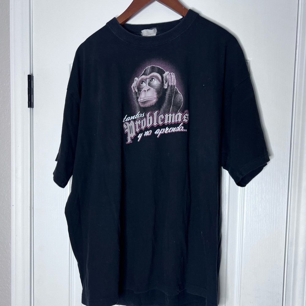 90s Black Monkey Shirt -Men’s Large